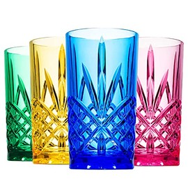 Godinger Acrylic Highball Glasses, Tall Beverage Highballs Drinking Glasses Cups, Shatterproof and Reusable Tumbler Cups - Dublin Collection, Set of 4