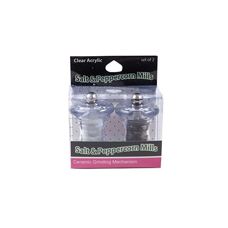 Items 4U! Salt And Pepper Mills, Clear Acrylic, Ceramic Grinders,