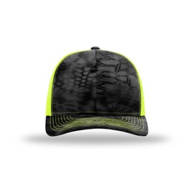 Richardson 112 Trucker Hat Snapback Cap Adjustable Baseball Hat Blank Hat Bulk Hats - Typhon/Neon Yellow