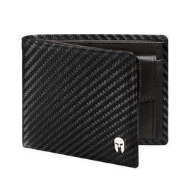 SPARTANO Mens RFID Blocking Wallet with Coin Pocket Wallet with 11 Credit Card Pocket and 2 Bills, carbon, Classic