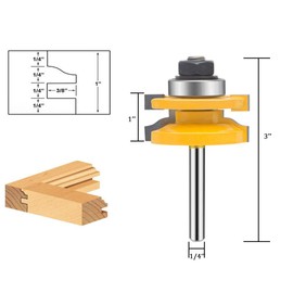 TAIWAIN 1/4 Inch Shank Groove Tongue Cutter Router bit, Raised Panel Cabinet Door with Back-Cutter Panel Round Over Tool, Door Wood CNC Milling Router Bits Sets Tool for Woodworking(R-BIT)