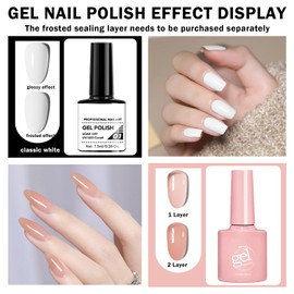 QIUFSSE French Manicure Kit,French Nail Stamper,Clear Pink and White French Tip Gel Polish,All-in-One French Nail Kit,Ease to Use French Tip Tool for Nail Art DIY Design - Set B