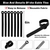 Reusable Cable Ties, 6-Inch Fastening Cable Straps Cable Management, Multi-Purpose