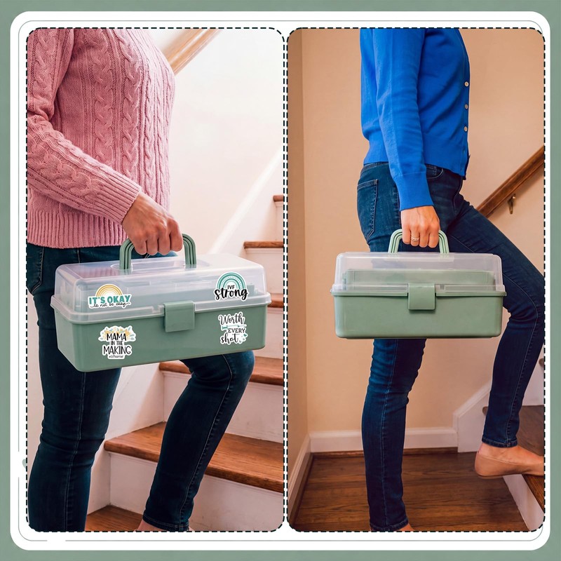 Haze Green IVF Medication Organizer Caddy 3-Layer Dividing Storage