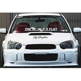 Gy Vinyl Arts The World is Flat Windshield Decal Car Sticker Banner Graphic for WRX STI Legacy Forester Outback Levorg Impreza BRZ (38")
