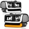 Fullux LED DRL Headlights Assembly Compatible with 1999-2007 GMC Sierra/2000-2006
