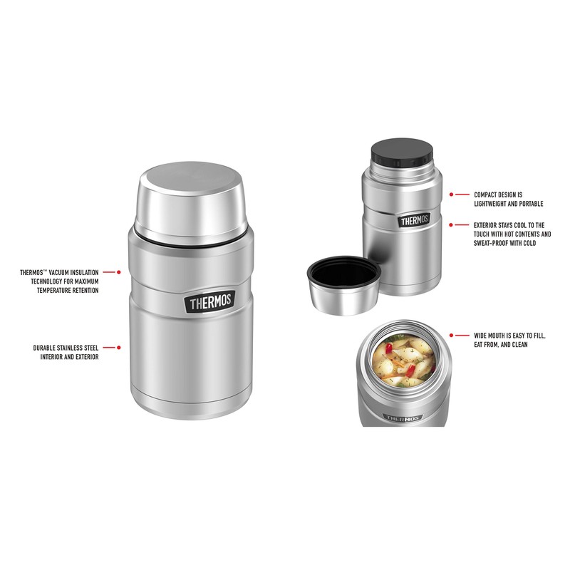 Thermos Stainless King Vacuum Insulated Food Jar, 710ml, Stainless Steel,