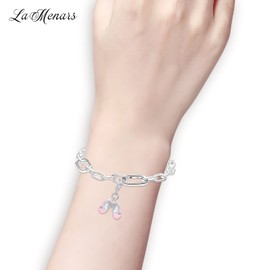 LaMenars Love Clasp Charms 925 Silver for Women Family Girlfriend Mother Heart Pendant Charm Suitable for Bracelets & Necklaces Birthday Mother's Day Gift, Silver