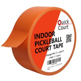 Quick Court Indoor Pickleball Court Tape - Zero Residue, Long Lasting, 2" x 230FT, Pickleball Court Marking Tape with Instructions Included for Fast Court Marking (Orange)