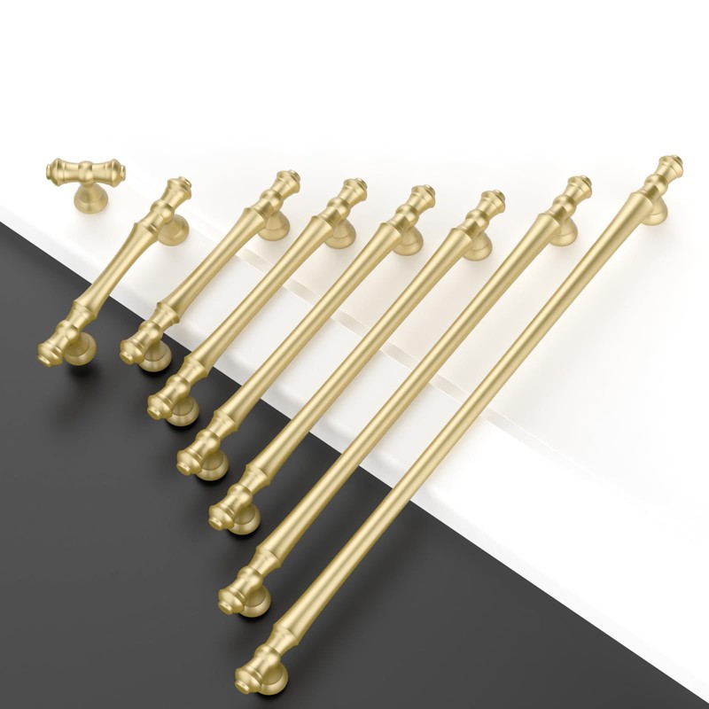 Amerdeco 10 Pack Brushed Gold Cabinet Pulls 5 Inch(128mm) Hole