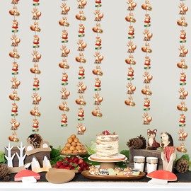 kreat4joy Squirrel Birthday Decoration, 8pcs Squirrel Hanging Garland Streamer Woodland Animal Hanging Banner for Squirrel Zoo Jungle Safari Animal Baby Shower Birthday Party Decoration