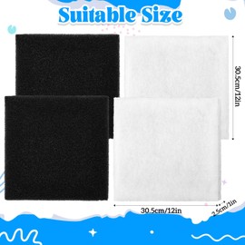 Pushglossy 4 Pcs Pond Filter Replacement Pad Bulk Carbon and Coarse Pad Filter Black White Pond Filter Media Pond Filtration Equipment for Outdoor Fish Aquarium