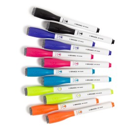 U Brands Assorted Dry Erase Markers Pack Of 12 Vibrant Colors With Erasers Thin Tip