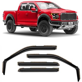 Voron Glass in-Channel Extra Durable Rain Guards for Ford F150 Raptor 2017-2020 SuperCrew, Window Deflectors, Vent Window Visors, 4 Pieces - 200288