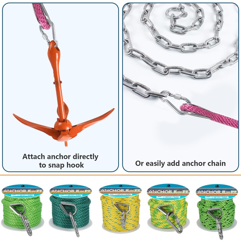 3/8 Inch 50 FT Anchor Rope, Boat Anchor Rope Solid