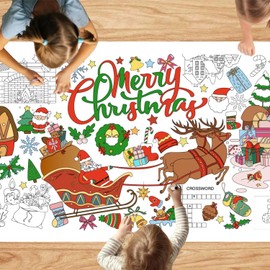 Christmas Painting Tablecloth for Children, Colouring Tablecloth Christmas, Tablecloth for Colouring Children, 183 x 76 cm, Giant DIY Paper Tablecloth for Christmas, Gifts, Art, Classroom Decoration