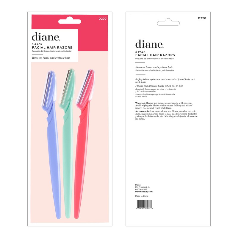 Diane D220 Eyebrow Facial Hair Shaper Trimmer, Dermaplaning Razor -