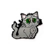 Kolorspun Floofy Kitty Cat Enamel Lapel Pin (Gray/Black Metal)
