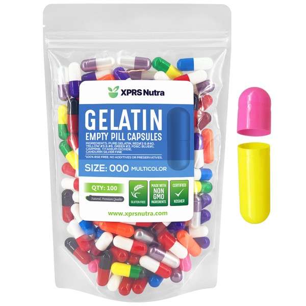 XPRS Nutra Size 000 Empty Capsules -100 Count Empty Gelatin