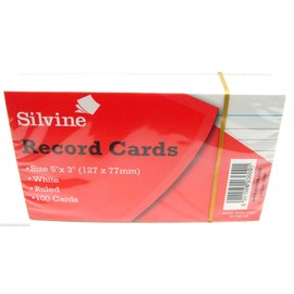 Silvine Ruled Record Cards White 5" x 3" Ruled Flash Cards Revision Flash Cards