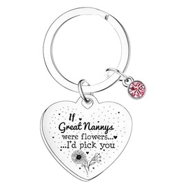 Nfyxcaz Grandma Keychain Grandma Gift If Great Nannys Were Flowers I'd Pick You Keyring Birthday Gift (Heart Style)