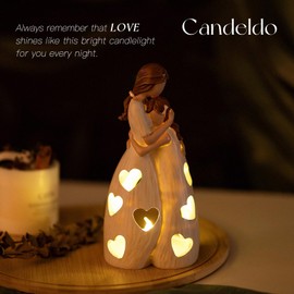 Candeldo Gifts for Mom Birthday: Unique Candle Holder Mothers Day Sentimental Gift Ideas from Daughter Tealight Holders Decor Mother Daughter Figurines Meaningful Home Decor
