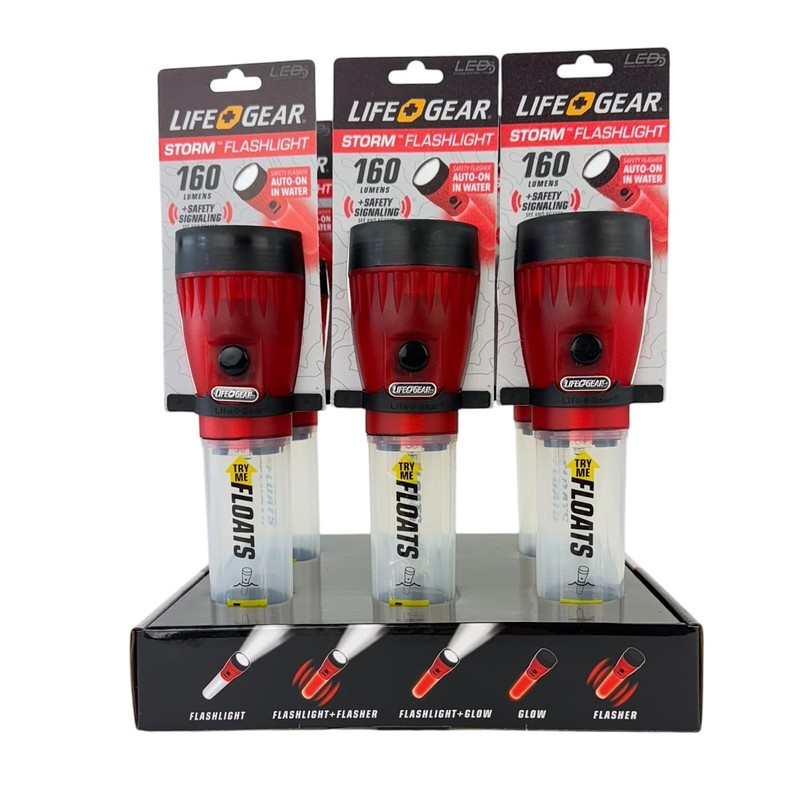 Life Gear LED Flashlight with Glow Handle, Emergency Flasher and