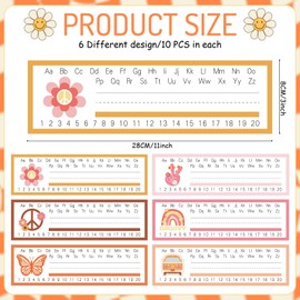 AnyDesign 60Pcs Groovy Name Tag Stickers Butterfly Rainbow Classroom Flat Name Tags Self Adhesive Name Labels for School Classroom Students Desks Teaching Supplies Back to School Decoration, 6 Designs