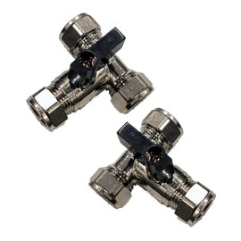 TC Pack of 2 TC Lever Isolating Valve Full Flow 15mm Large Bore Tee Isolation Service Valve Chrome