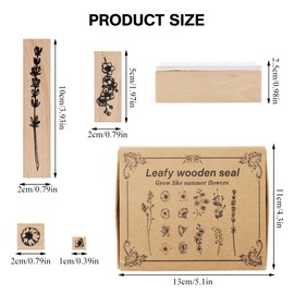 Rebanky 22 Piece Wooden Stamp Set Rubber Stamp Set Natural Motif Wooden Stamps for Crafts Stamps Made of Wood and Rubber Flowers, Decorative Mounted Stamp Plants Stamp for Children DIY Cards Making