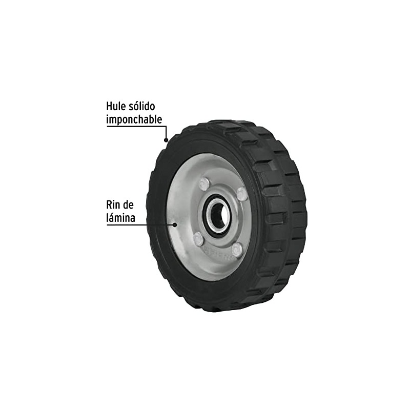 Pretul RD-51, Rueda de hule sólido 5" para diablo, un