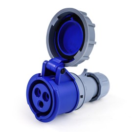 DewinLVD CEE Plug, Outdoor Connection 3 Pin 2P+ Industrial Connector IP67 Suitable for Outdoor Use 250V 16A Blue