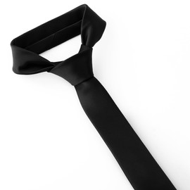 DR. ANISON Black Skinny Tie Men Women 2" (5CM) Slim Necktie Solid Thin Ties Formal