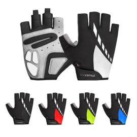 Rioomui Cycling Gloves,Gel Padded Bike Gloves for Men Cycling,Anti-Slip & Shock-Absorbing Lightweight & Breathable Design Road Bicycle Half Finger for Women 2503-White-XL