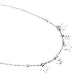 Vanbelle Sterling Silver Jewelry - Rhodium Plated with 925 Stamp - Big & Small Multi-Star Anklets - Elegant Handcrafted Foot Jewelry for Women - 9" long + 1" extender