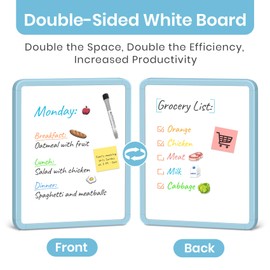 Small Double-Sided White Board Dry Erase Board For Wall, 14"x11" Hanging Whiteboard for Door, Mini Dry Erase Board with a black dry erase marker, Small Whiteboard for Kids Students, Back To School, Bl