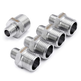 LTWFITTING Stainless Steel 316 Pipe Hex Reducing Nipple Fitting 1/2-Inch x 1/4-Inch Male BSPT (Pack of 5)