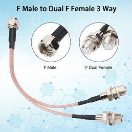 BLTIATLE F-Type Splitter Cable 6 Inch F Male to F Dual Female Coax Splitter Cable V-Type F Type TV Splitter Cable Satellite 50ohm Coaxial Cable Splitter 15cm