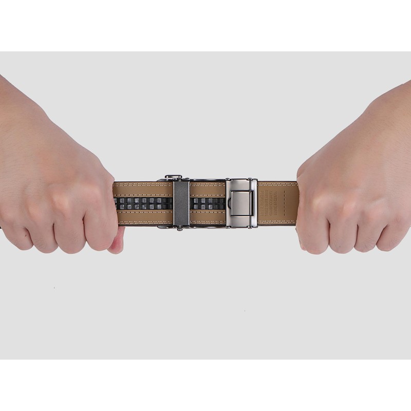 Acewin Men's Leather Belt, Automatic Work Belt, Adjustable, Width 35