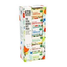 Eco Warrior Total Works Gift Pack - Shampoo Bar, Sensitive Face Bar, Hand & Body, Charcoal, Exfoliating and Shaving Soap - Natural, Eco Friendly, Vegan, Cruelty Free Soap Bars, 100g (Pack of 6)