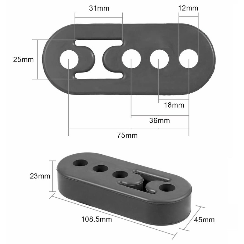 Muffler Hanger Mount, Set of 2, Reinforced 4 Holes, Muffler