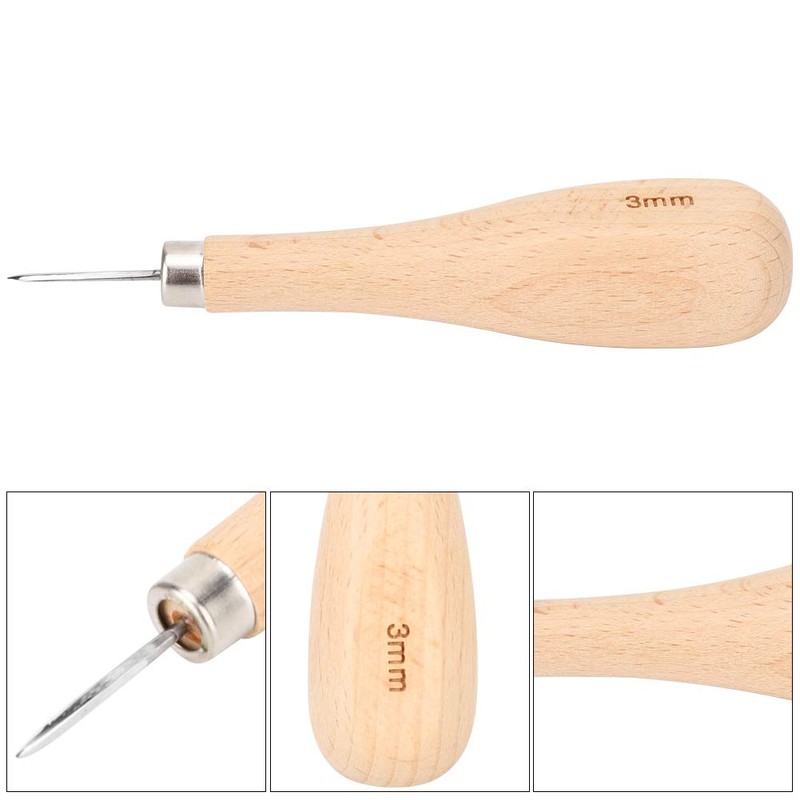 Rhombus Awl Wooden Handle Scratch Awl Beech Handle Diamond Point