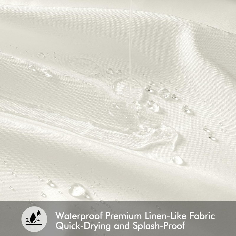 ANRODUO Fabric Shower Curtain with 12 Metal Hooks, White Cloth