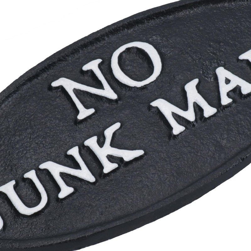 AB Tools No Junk Mail Cast Iron Sign Plaque Door