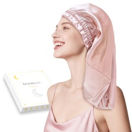 townssilk Silk Bonnet for Sleeping 100% 22 Momme Mulberry Silk for Women Luxurious Breathable Fits Secure Overnight & Pressure Free, Ideal for Long & Curly Hair - DustyPink 58cm