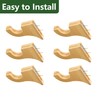 6 Pack Curtain Hooks for Wall, Wooden Shower Rod Holder
