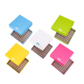 CryoKing 100-Well 2 Inch Height Lab Freezer Box with Lid, Microtube Storage Box, Fit 0.5mL/1.5/2.0mL Microcentrifuge Tubes Vials, Cardboard Freezer Lab Box, Assorted Colors, 5 Pcs/Pack