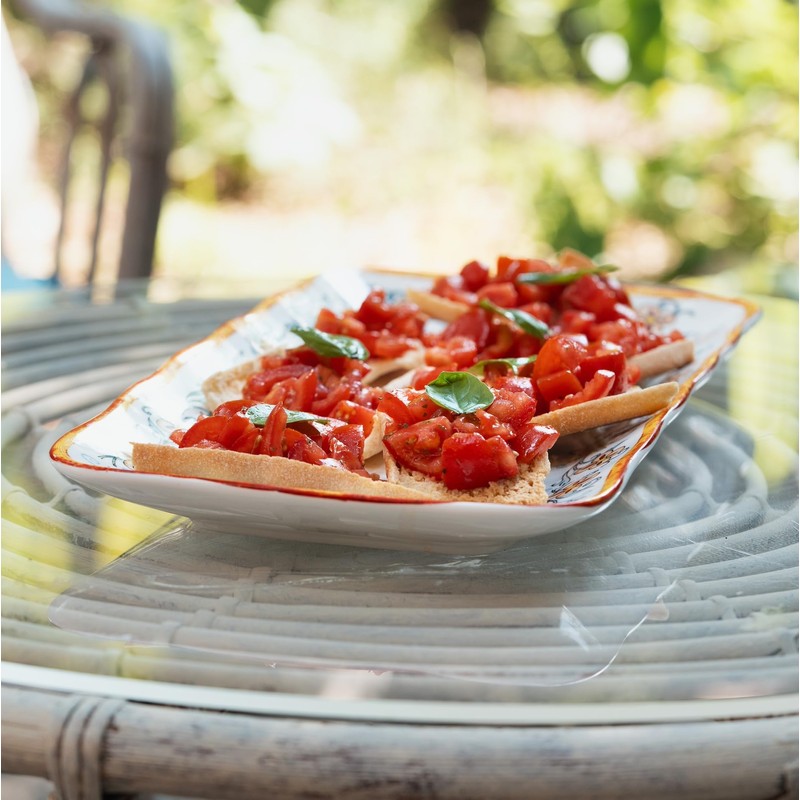 Euro Ceramica Duomo Collection Italian-Inspired 16.8" Rectuangular Ceramic Serving Tray