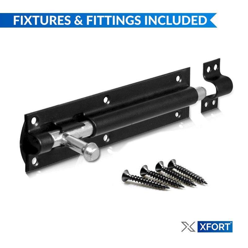 XFORT® 2 Pack Heavy Duty Tower Bolt Black 150mm (6"),