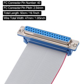 uxcell IDC Wire Flat Ribbon Cable DB37 Female to FC-40 Female Connector 2.54mm Pitch 50cm Length